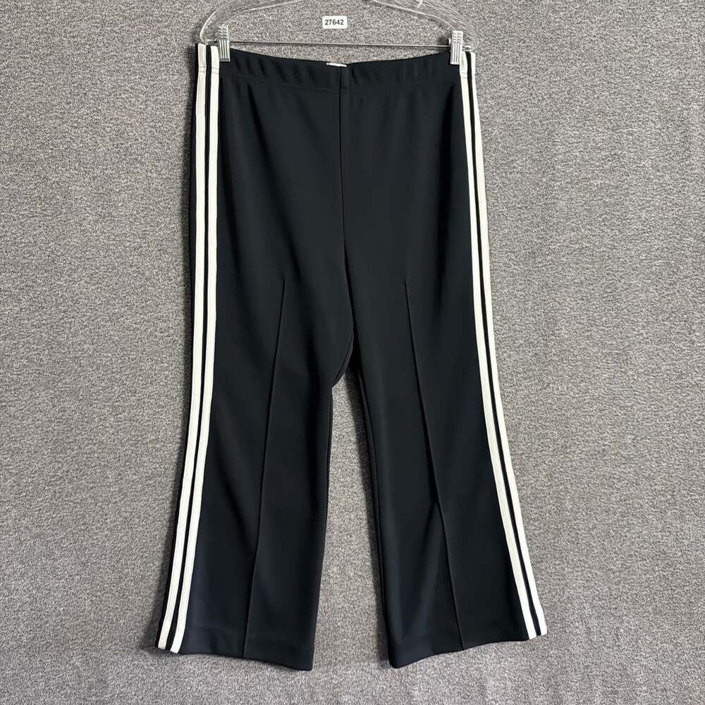 Maeve Women's Size Large Black Stretch Pull On High Rise Wide Leg Track Pants